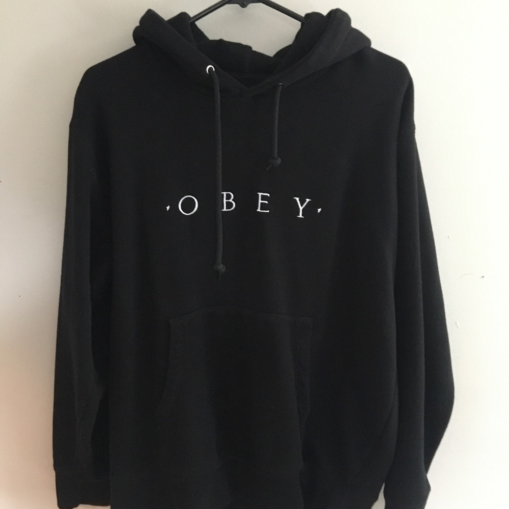 Obey black embroidered hoodie